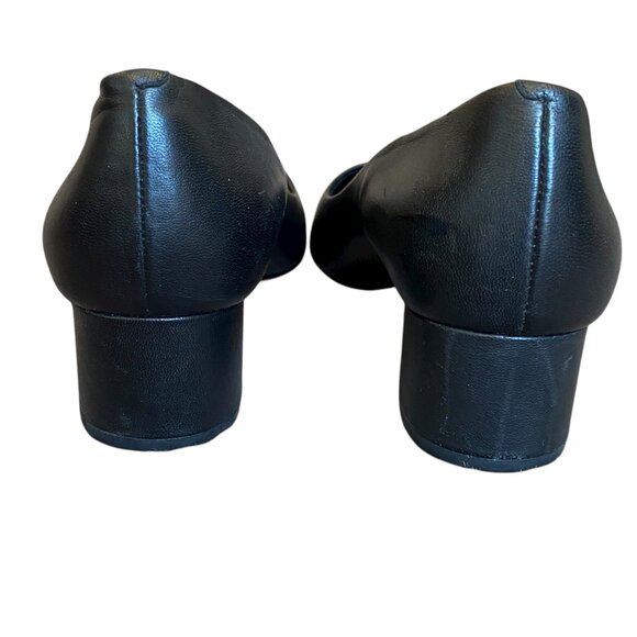 Via Spiga Guervie Black Leather Block Heel Pointed Toe Pumps Shoes Sz 8.5 #177H - Picture 7 of 9